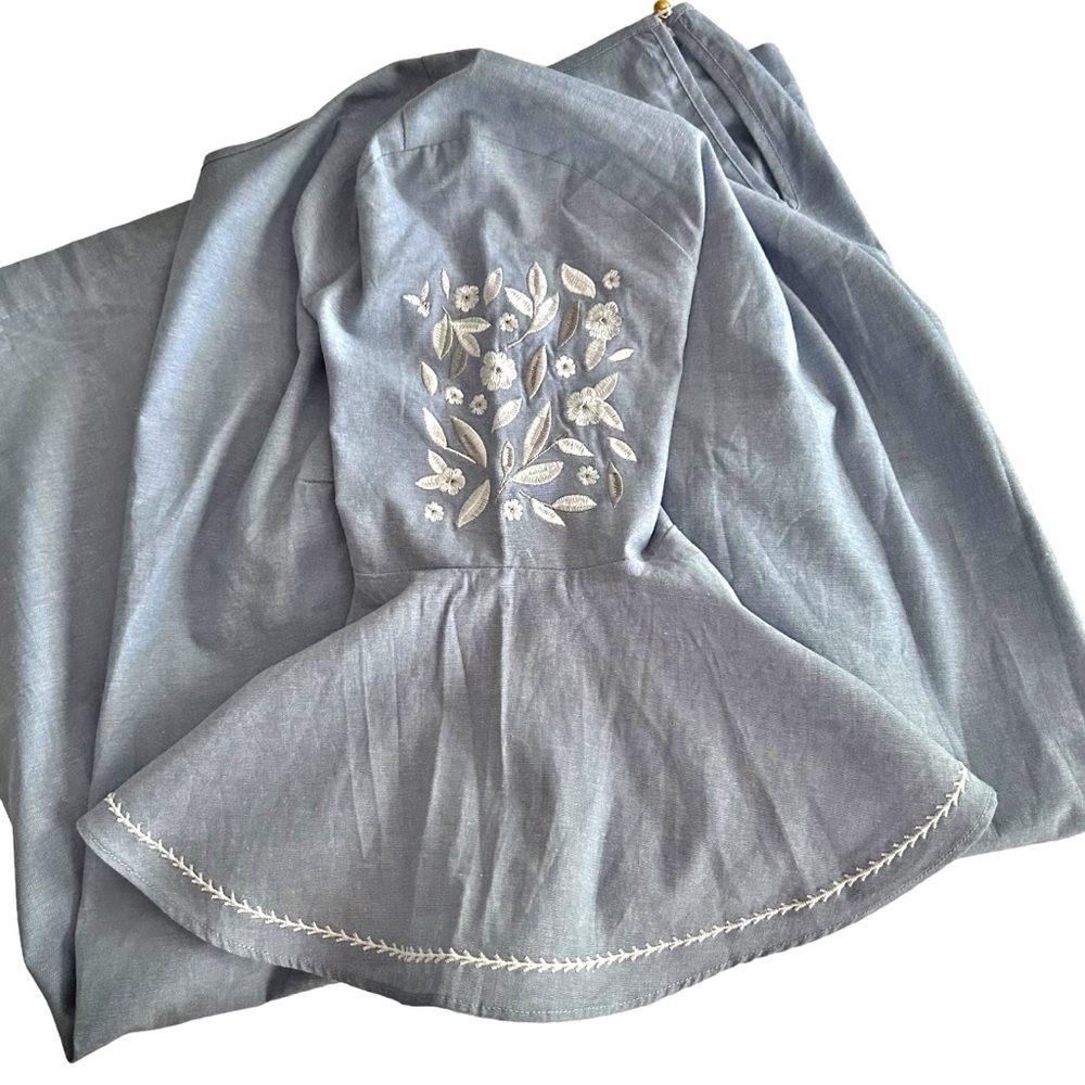 NWT Mud Pie Michelle Dress with Embroidery Sleeves SZ Small in Blue - Picture 3 of 7